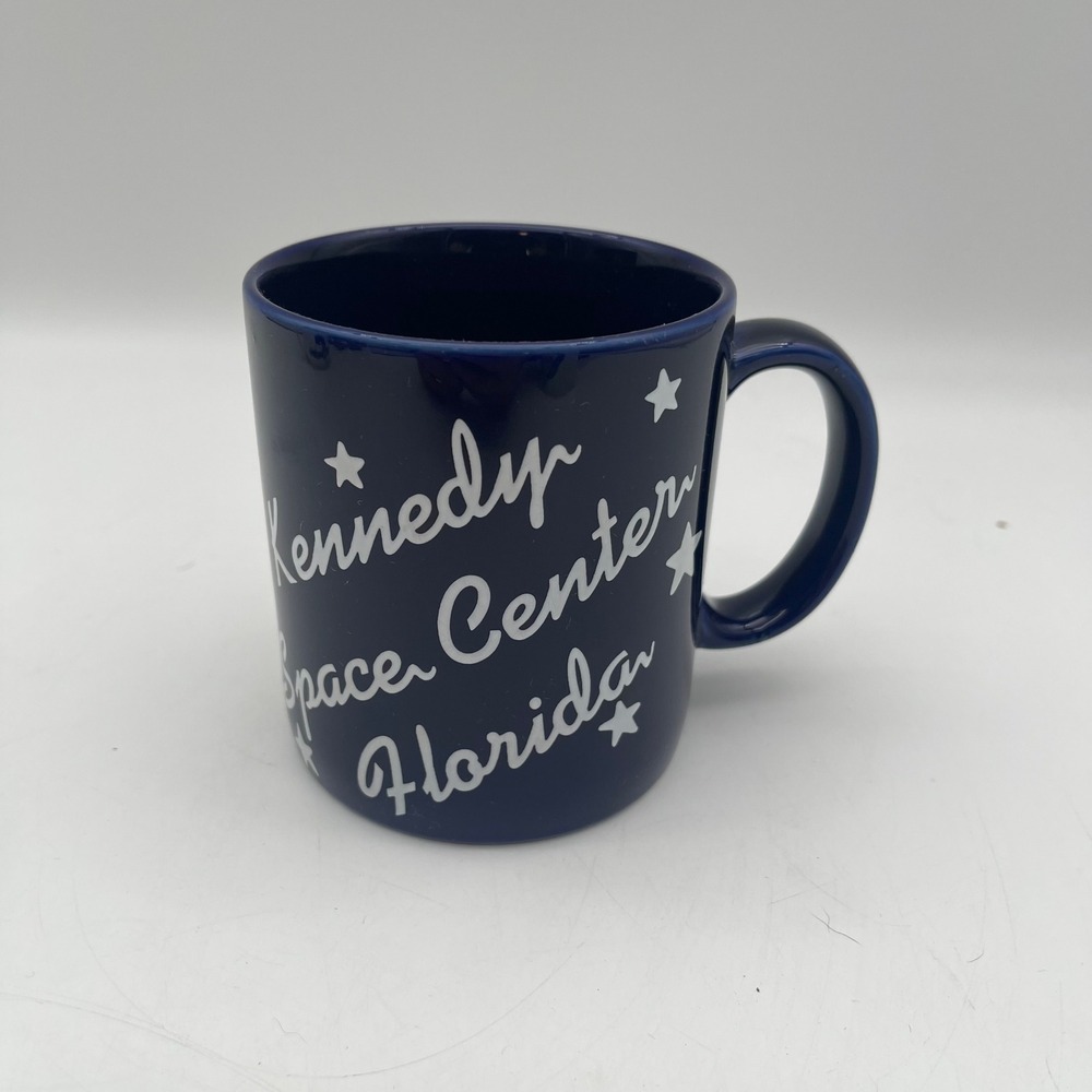 NASA Kennedy Space Center Florida Cobalt Blue Ceramic Coffee Mug Star Design